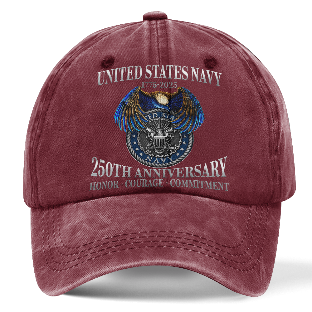 Personalizable Navy 250th Anniversary Washed Cap