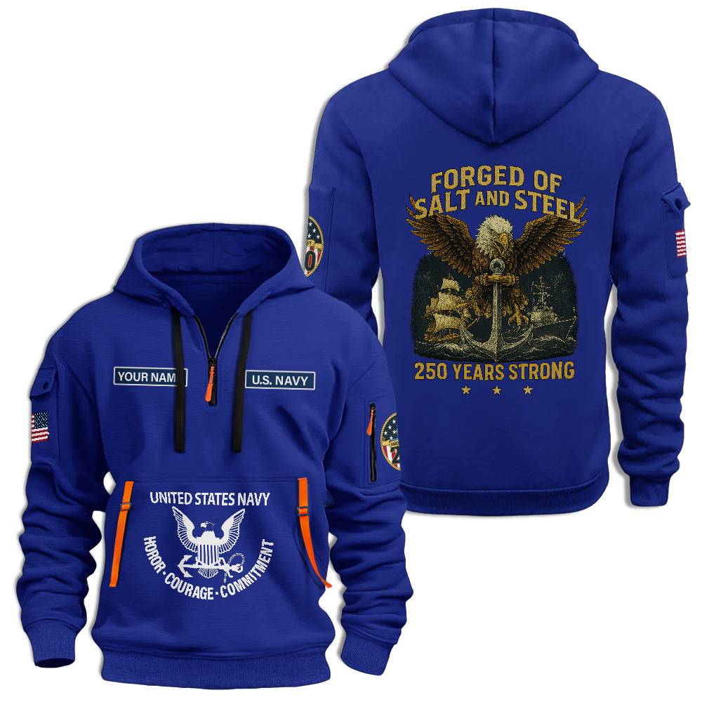 Personalizable Navy 250th Anniversary Quarter Zip Hoodie