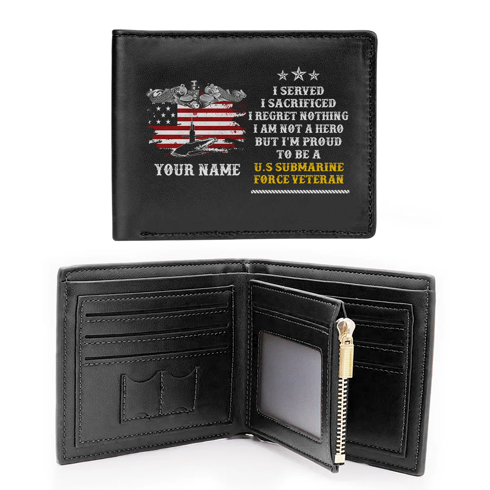 Personalizable Submarine Force Veteran Leather Wallet