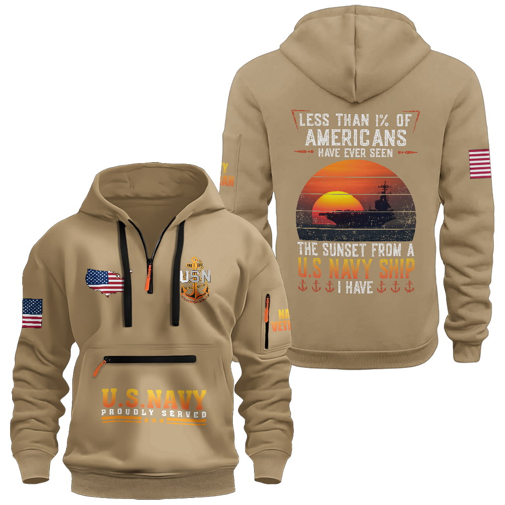 Less Than 1% Sunset Zipper Pouch Quarter-Zip Hoodie