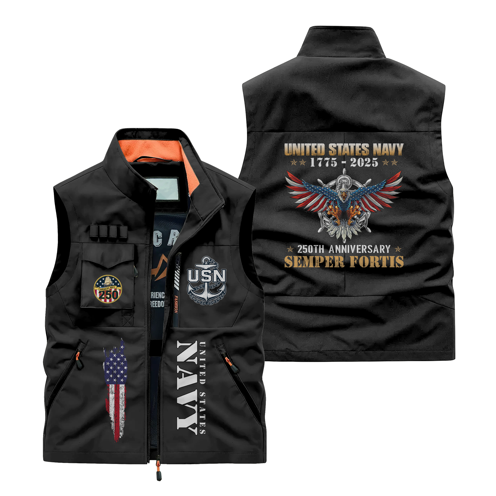 Navy 250th Anniversary Pocket Vest