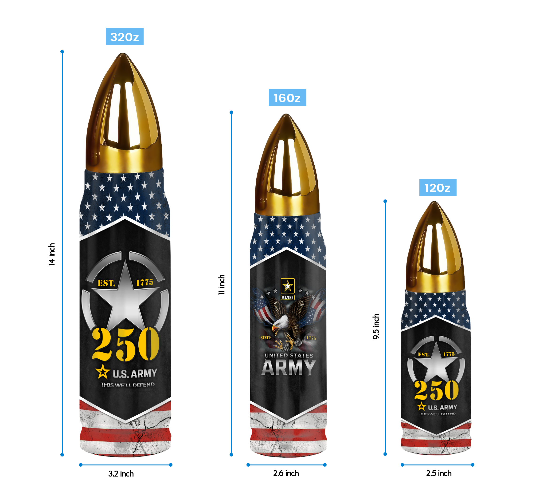 Army 250th Anniversary Bullet Tumbler