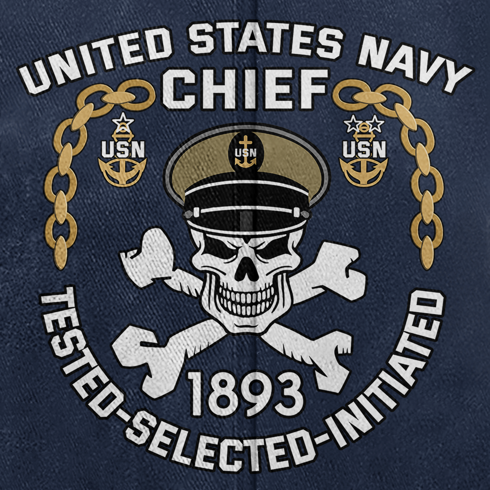 Personalizable Navy Chief Tested Selected Initiated Washed Cap