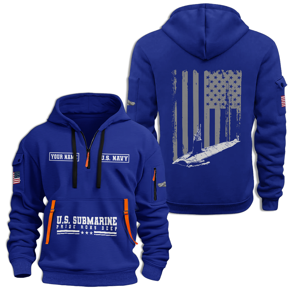 Personalizable Navy Submarine Quarter Zip Hoodie