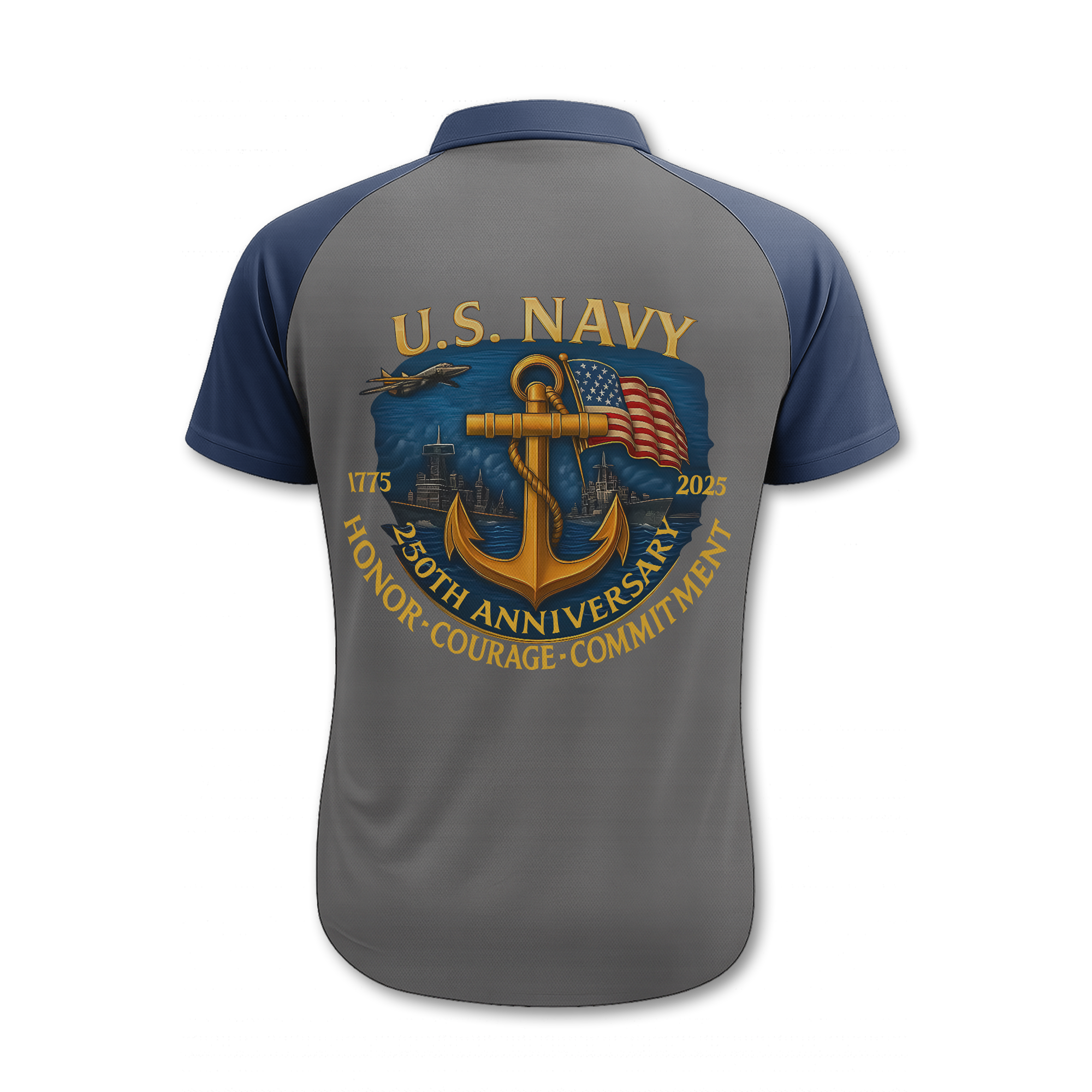 Navy 250th Anniversary Polo Shirt