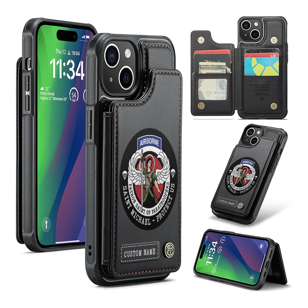 Personalizable Saint Michael Patron Of Paratroopers Wallet Phone Case