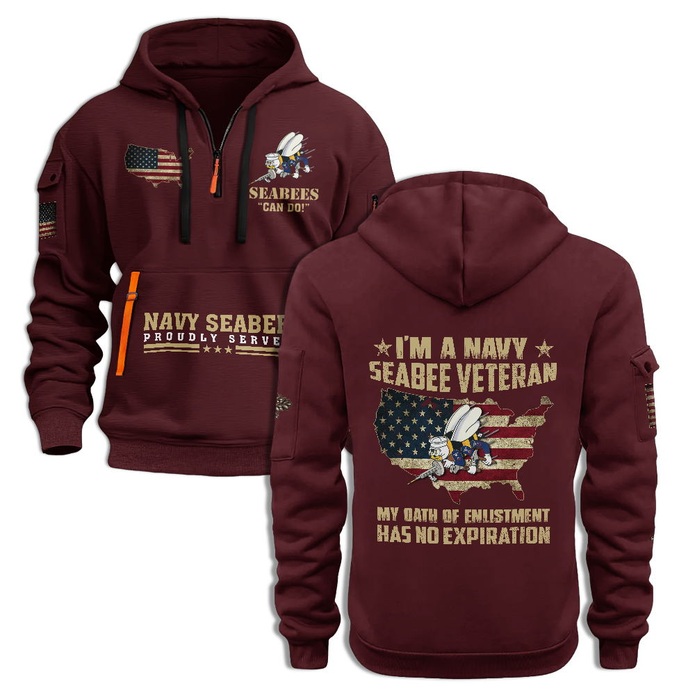 I Am A Navy Seabee Veteran Quarter Zip Hoodie