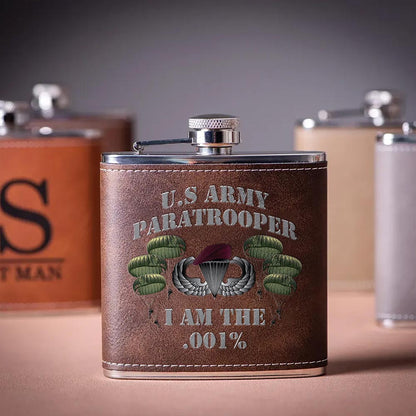 Airborne Army Paratrooper I'm the .001% Leather Flask