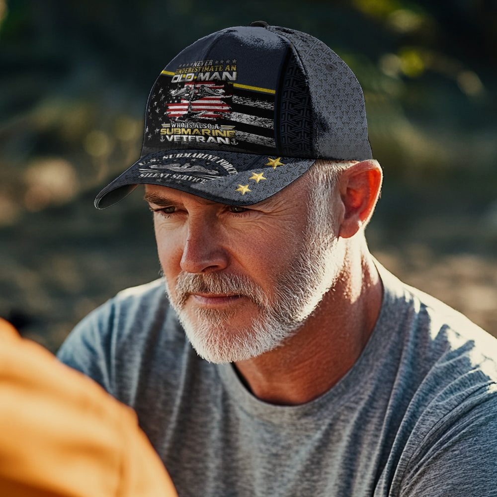 Never Underestimate An Old Man Navy Submarine Classic Cap