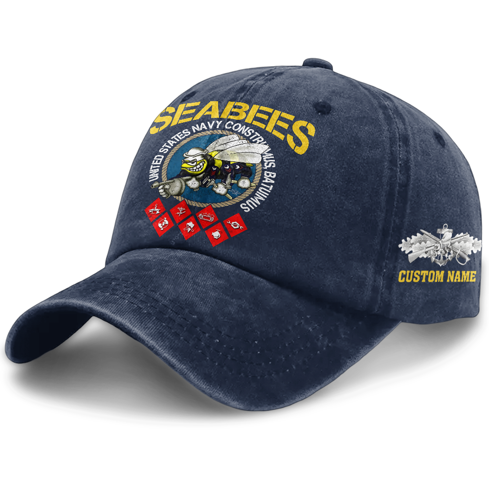 Personalizable Navy Seabee Washed Cap