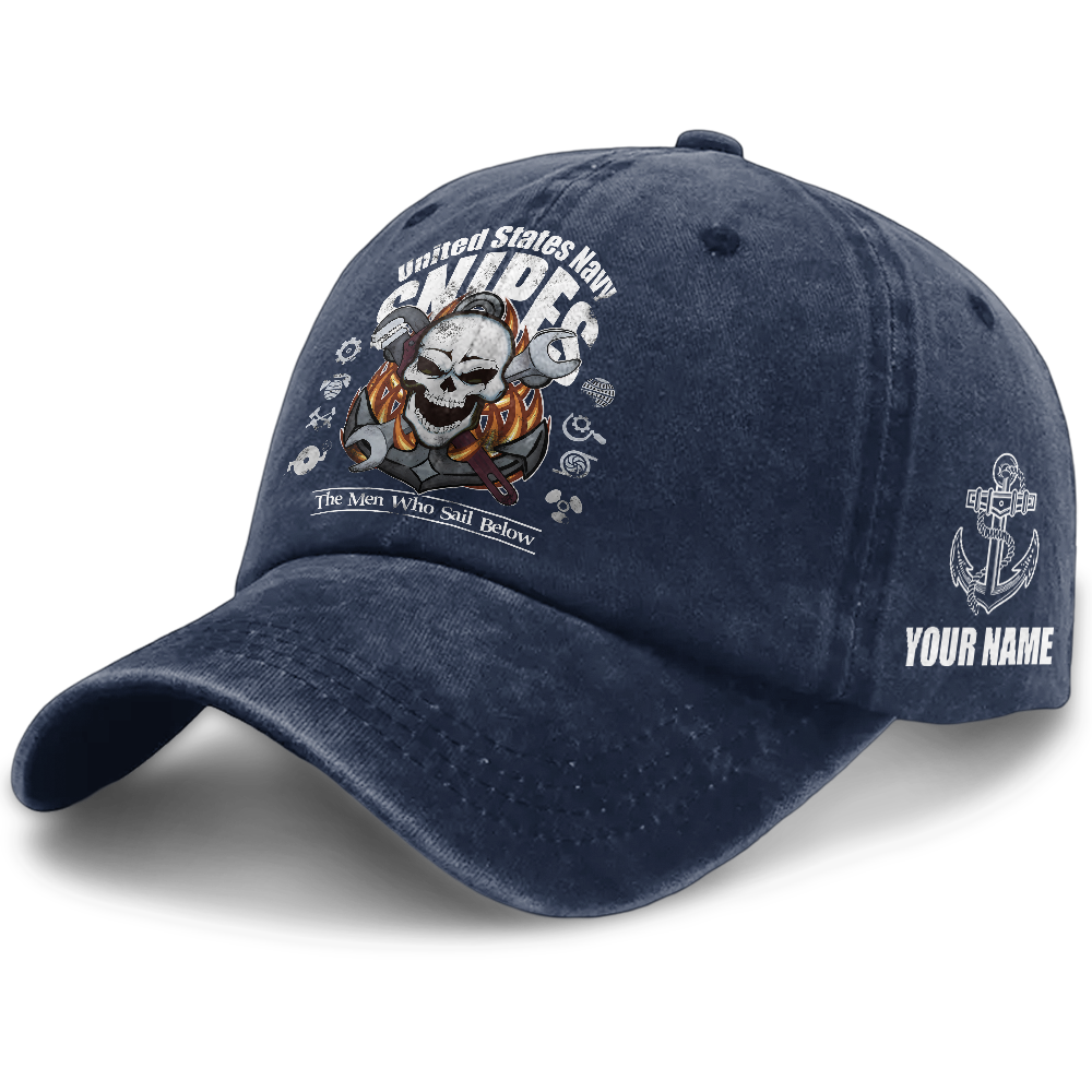 Personalizable Navy Snipes Washed Cap