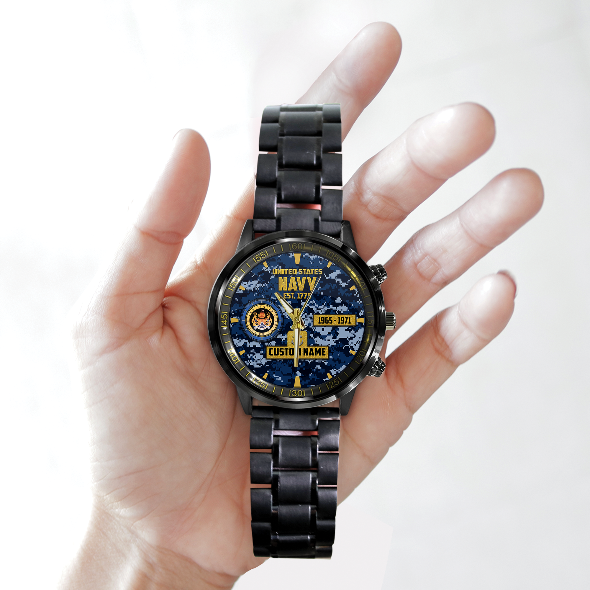 Personalizable Navy Aircraft Carrier Stainless Steel Watch