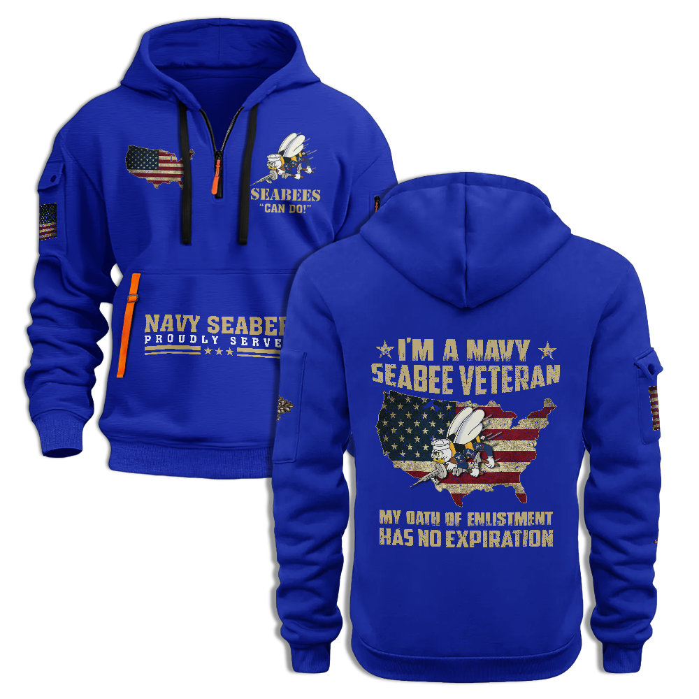 I Am A Navy Seabee Veteran Quarter Zip Hoodie