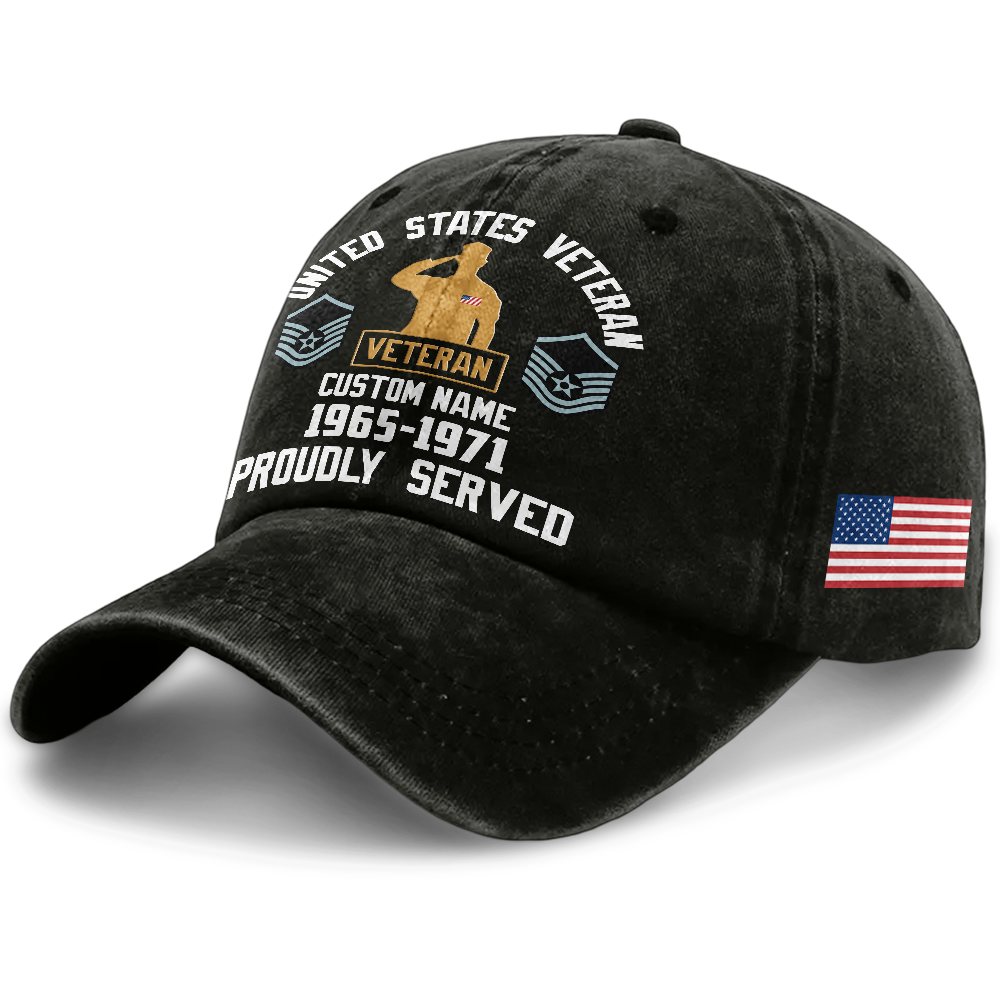 Personalizable Veteran Proudly Served Washed Cap