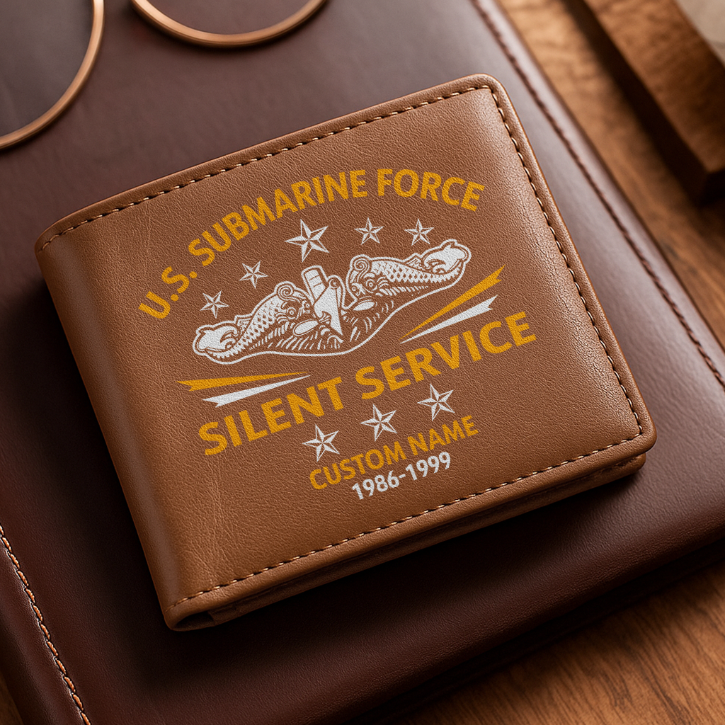 Personalizable Submarine Force Silent Service Leather Wallet