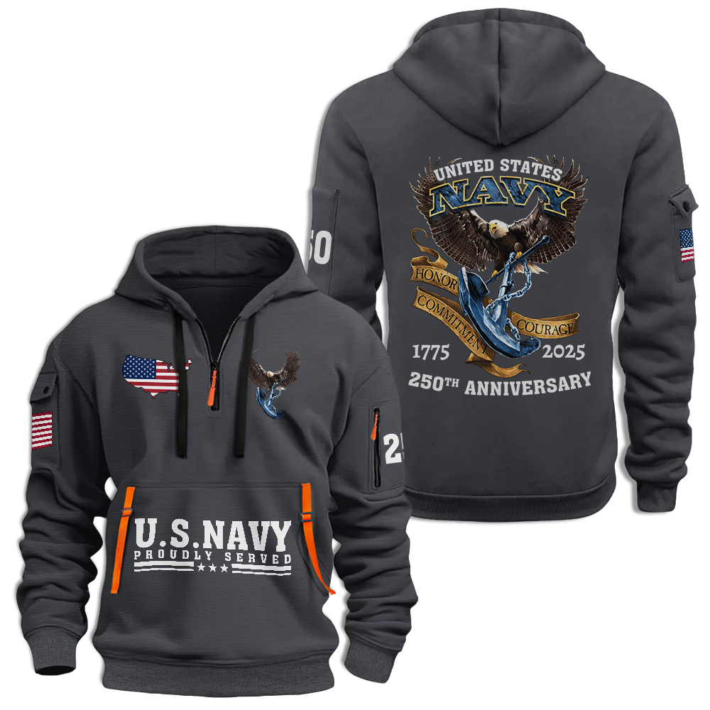 Navy 250th Anniversary Quarter Zip Hoodie