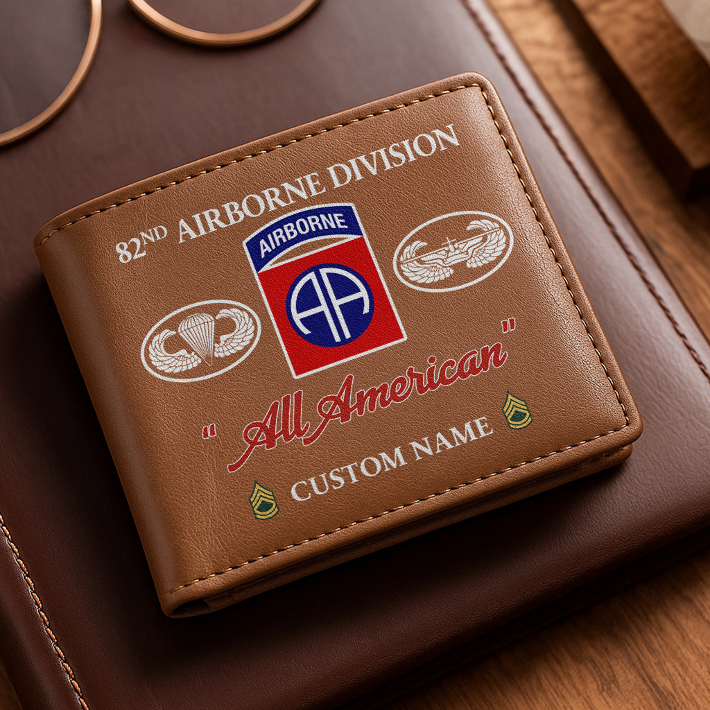 Personalizable 82nd Airborne Division Leather Wallet