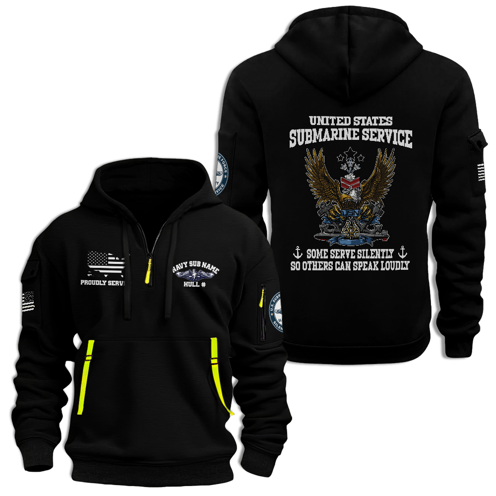 Personalizable Navy Submarines Silent Service Quarter Zip Hoodie