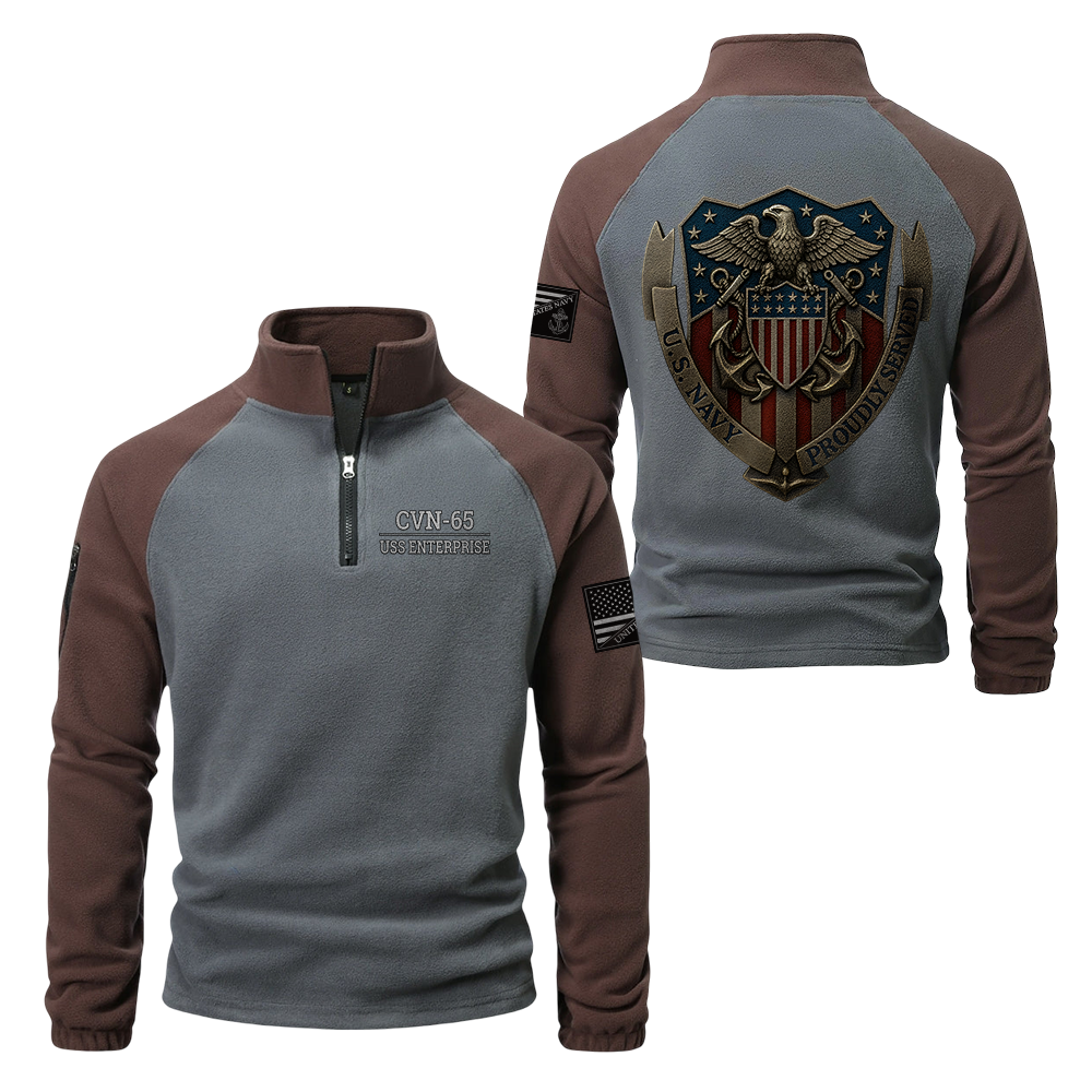 Personalizable Navy Proudly Served Half-Zip Raglan Sweatshirt