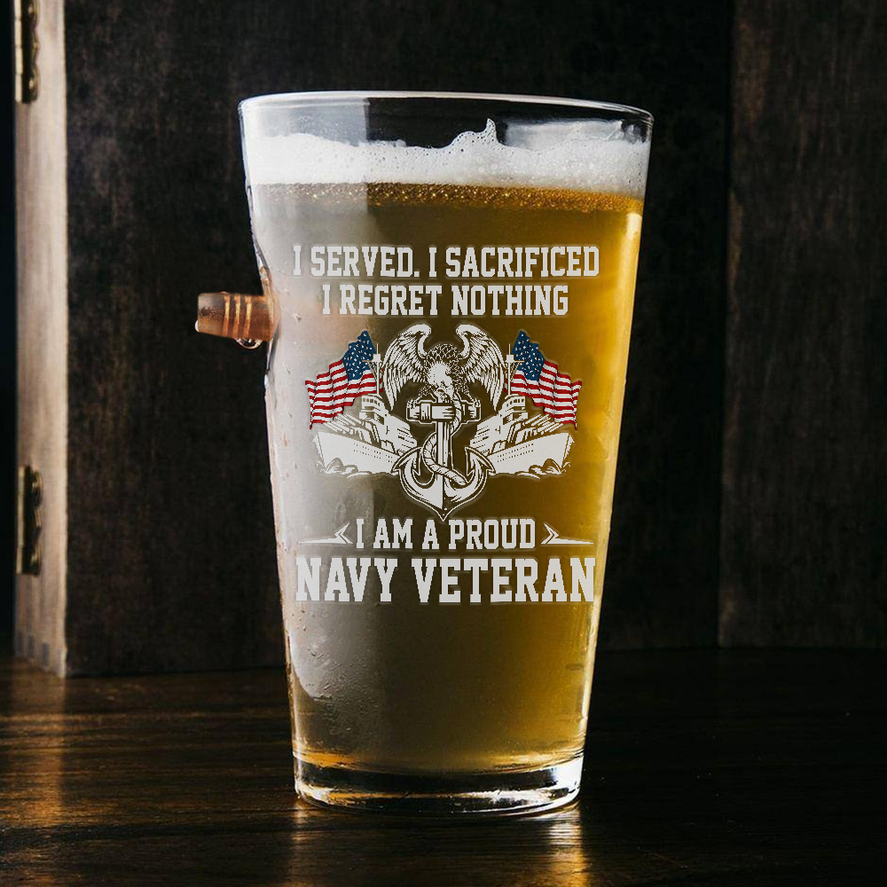 I Am A Navy Veteran Bullet Pint Glass