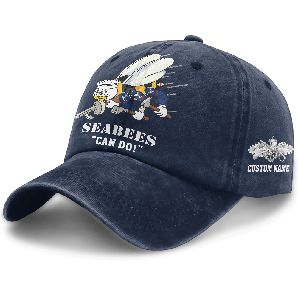 Personalizable Navy Seabee Washed Cap