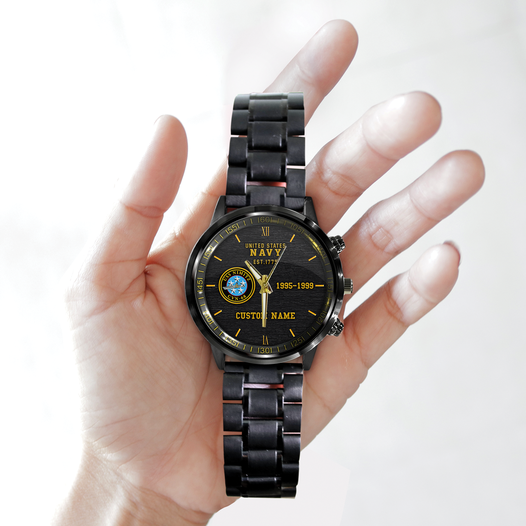 Personalizable Navy Aircraft Carrier Stainless Steel Watch
