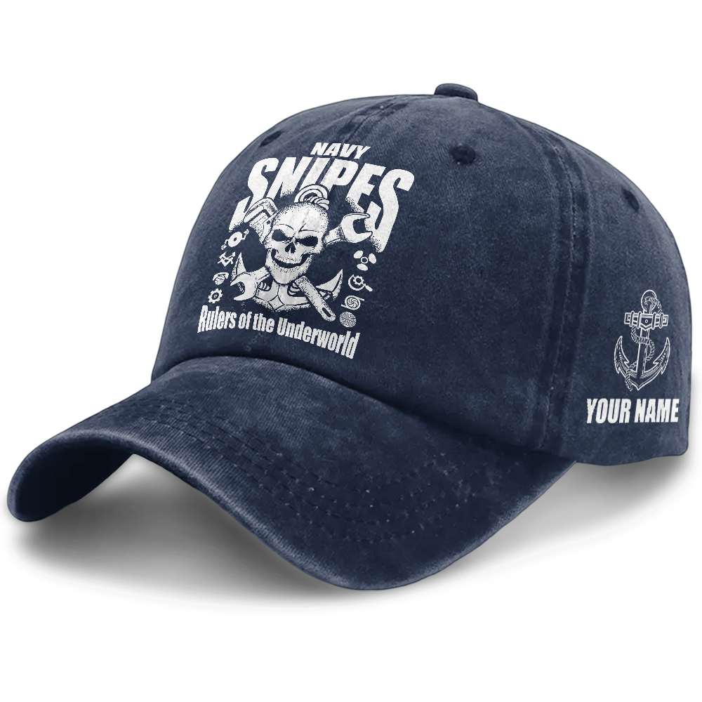 Personalizable Navy Snipes Washed Cap
