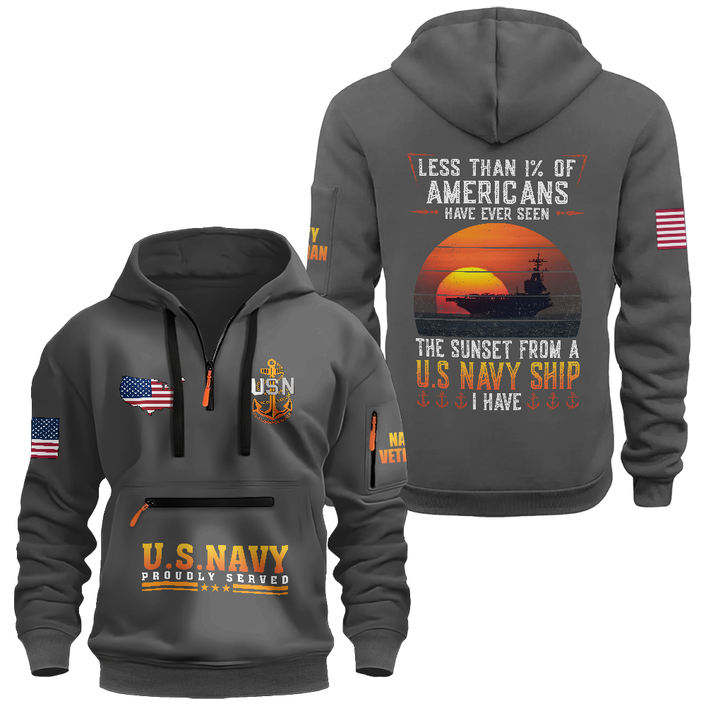 Less Than 1% Sunset Zipper Pouch Quarter-Zip Hoodie