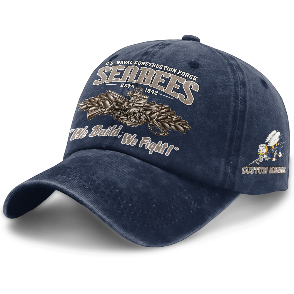 Personalizable Navy Seabee Washed Cap