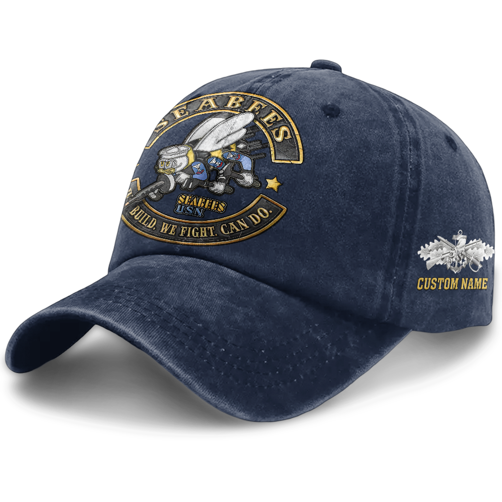 Personalizable Navy Seabee Washed Cap