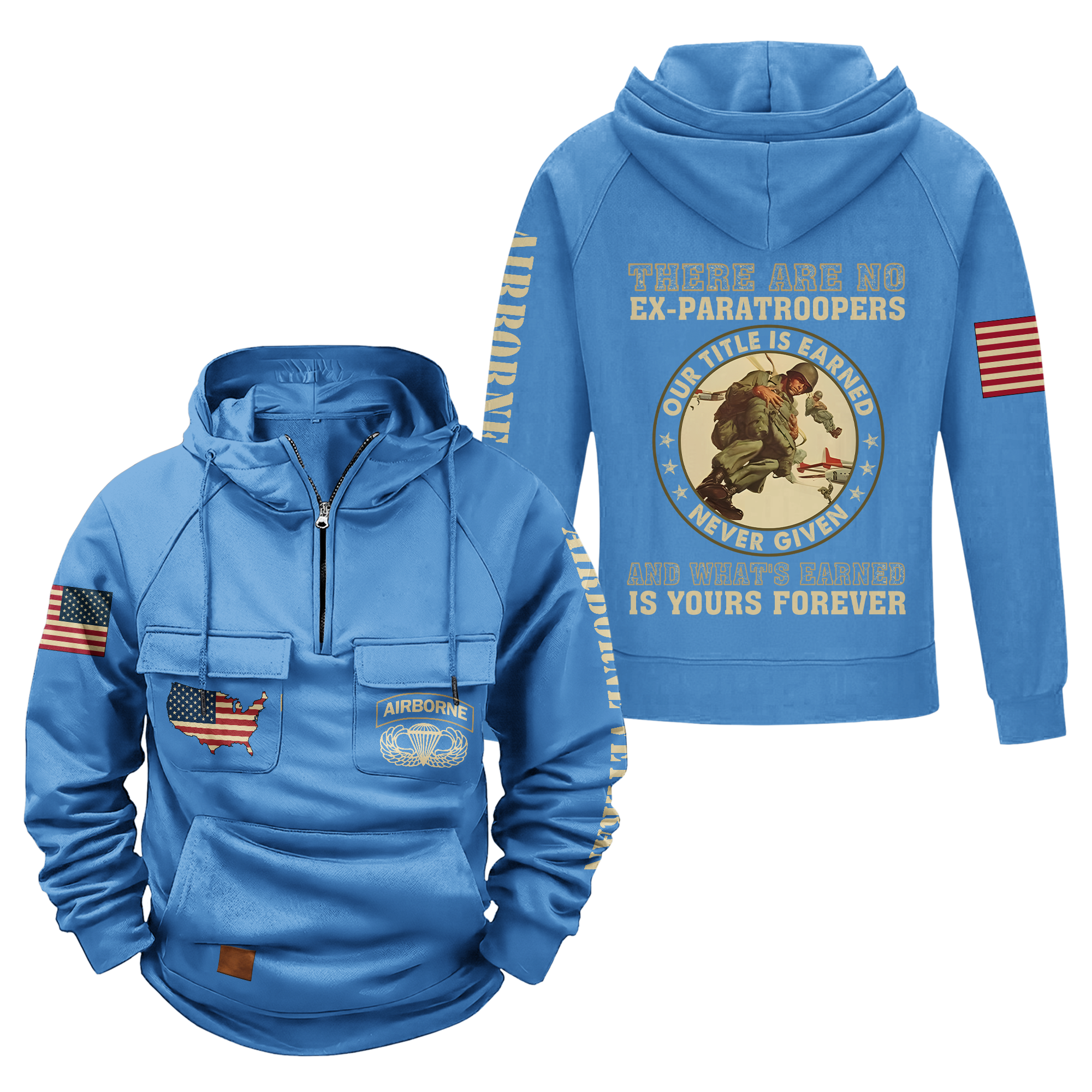 There Are No Ex-Paratroopers Vintage Quarter Zip Hoodie