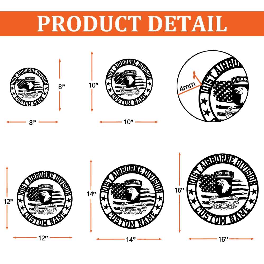 Personalized 101st Airborne Division Metal Sign Wall Art