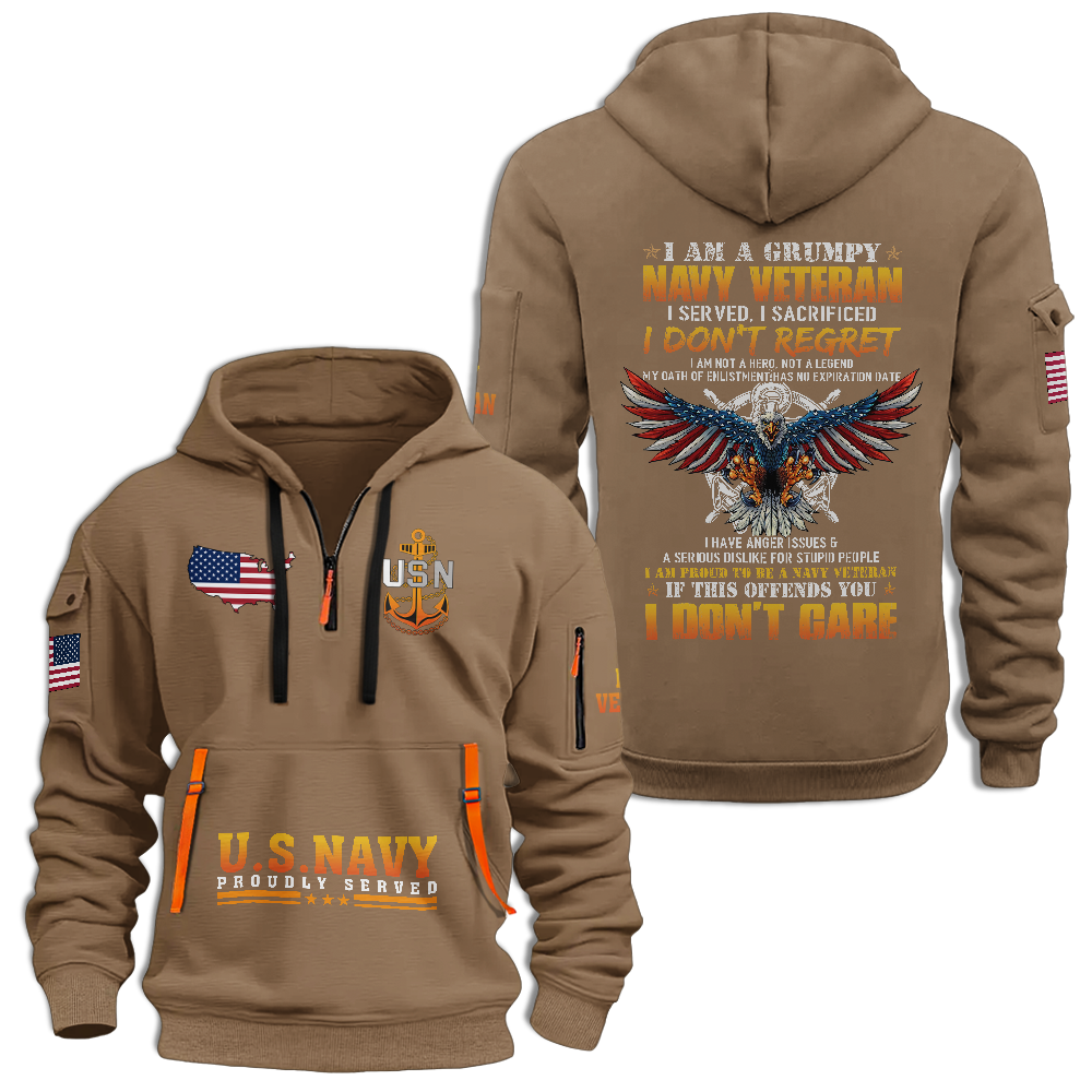 I'm A Grumpy Navy Veteran Quarter Zip Hoodie