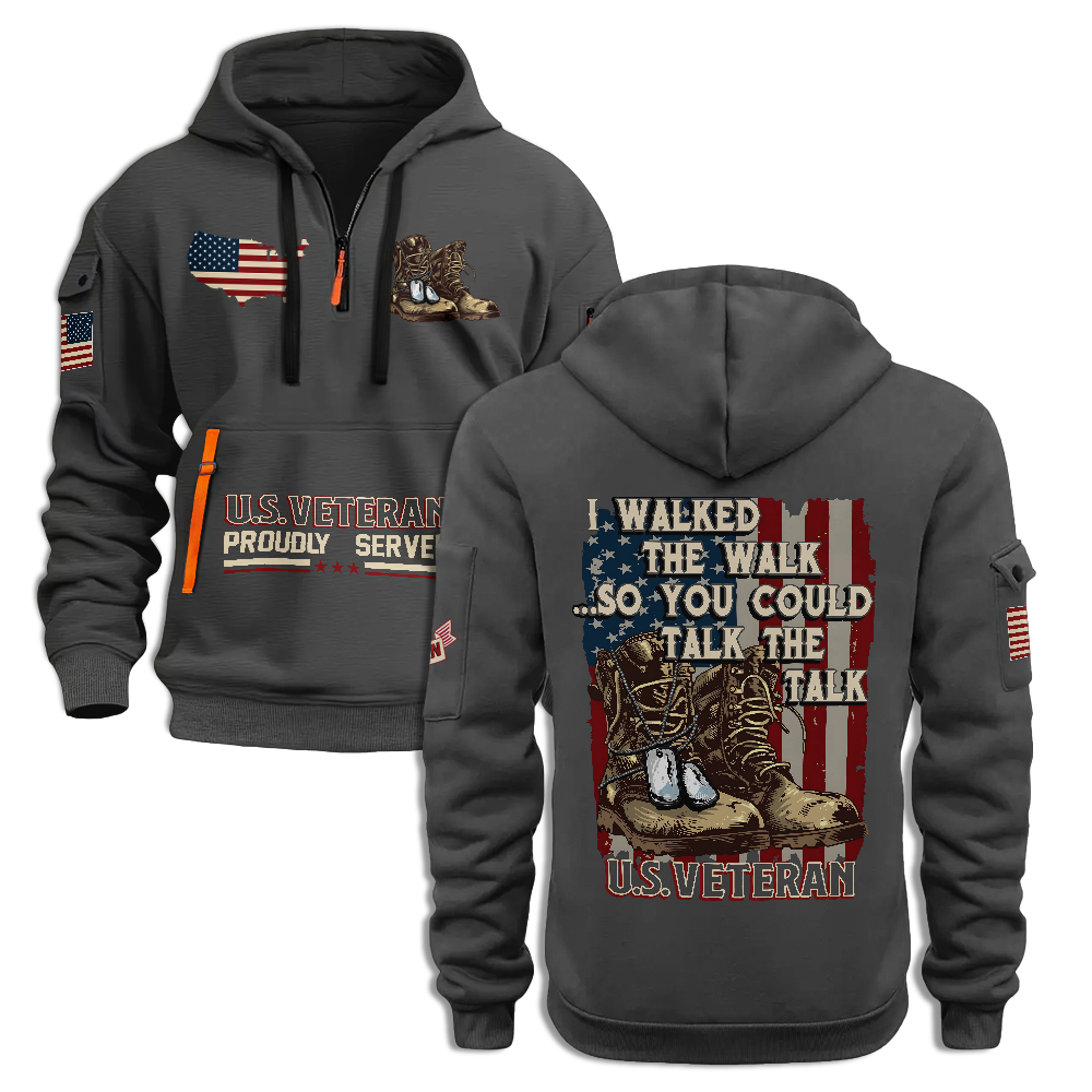 Veteran I Walked The Walk Quarter Zip Hoodie