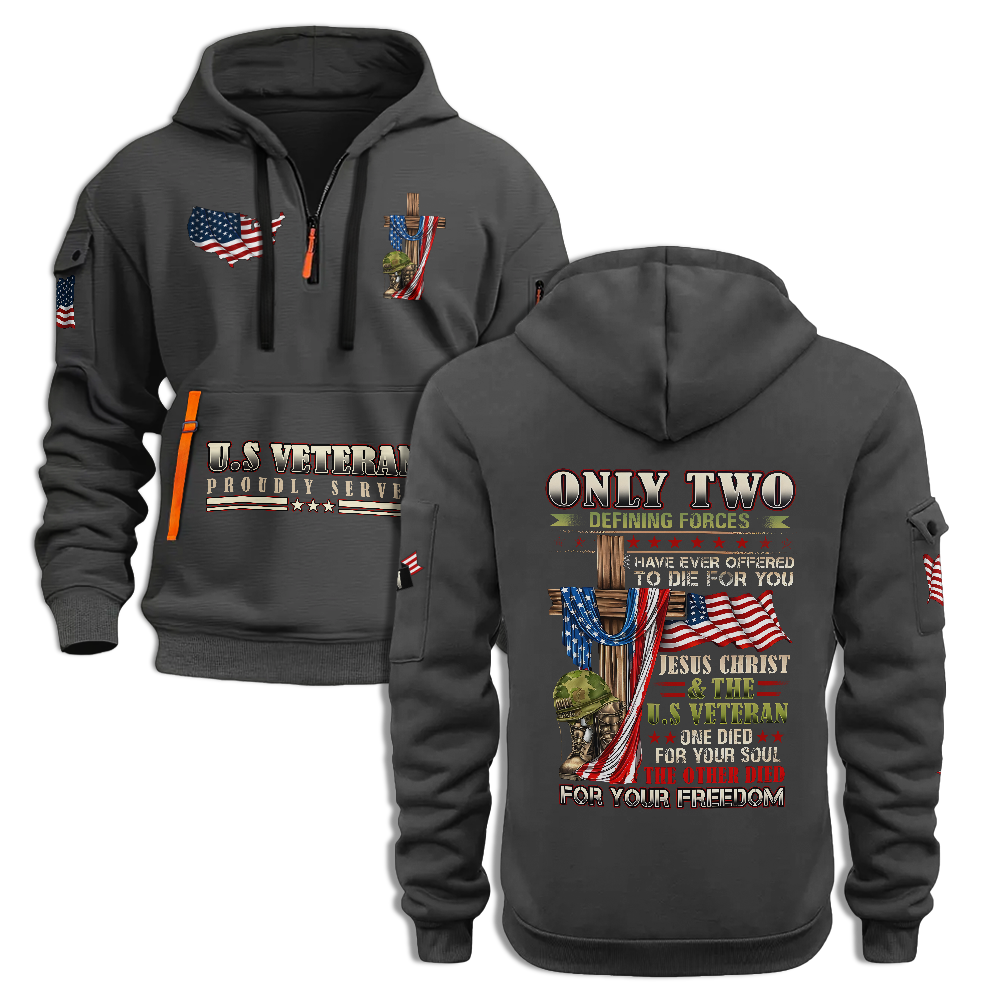 Jesus Christ & U.S Veteran Quarter Zip Hoodie