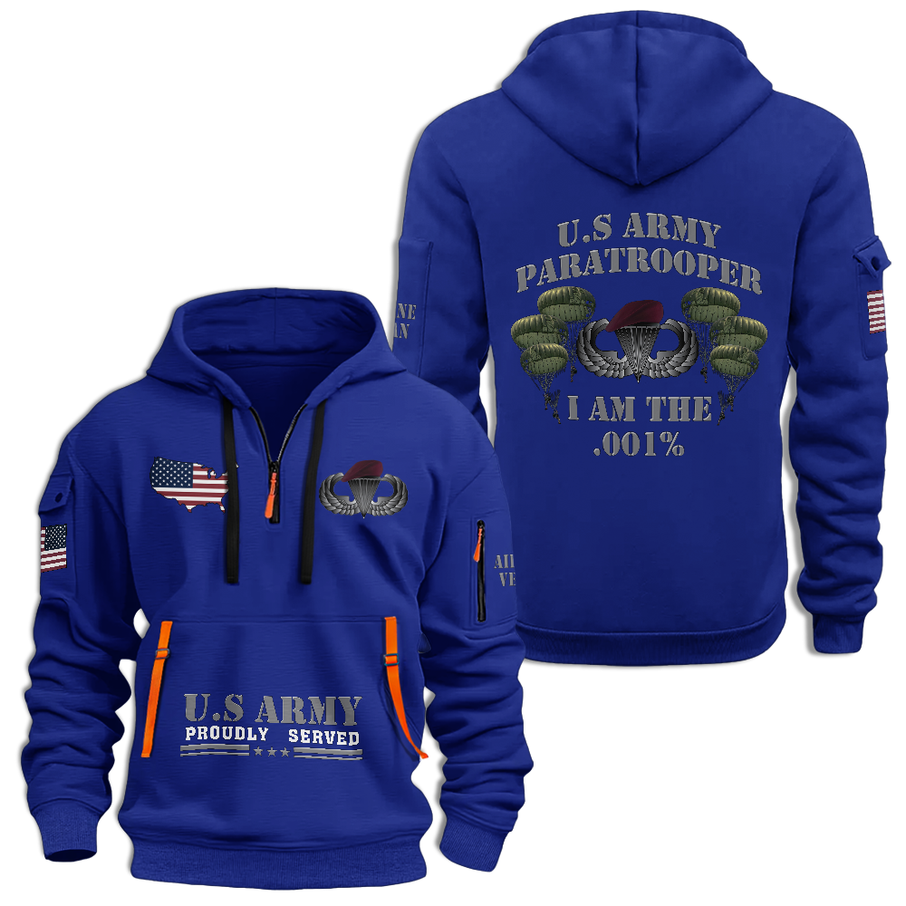 Airborne Paratrooper I Am .001% Quarter Zip Hoodie