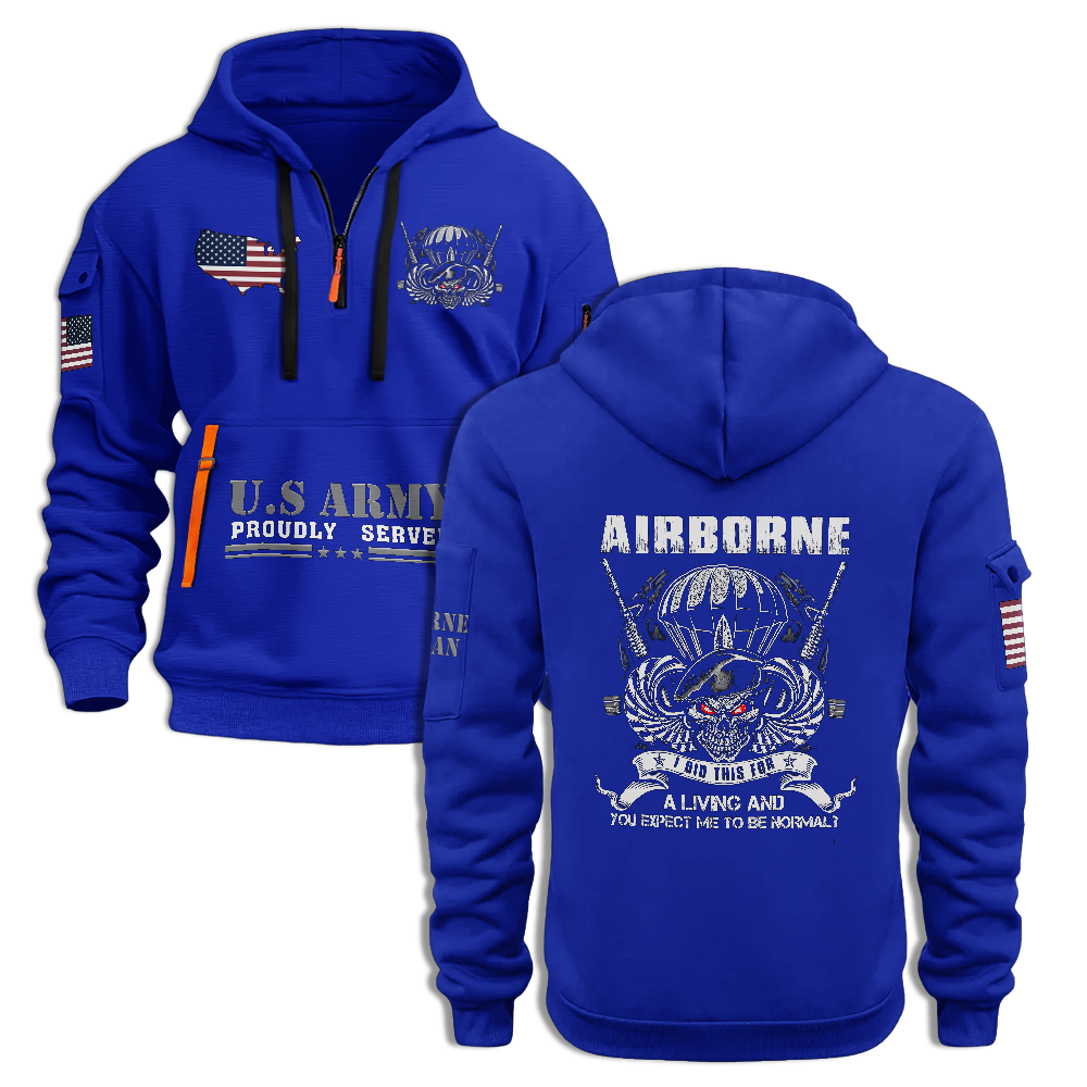 Airborne I Did This For A Living Quarter Zip Hoodie