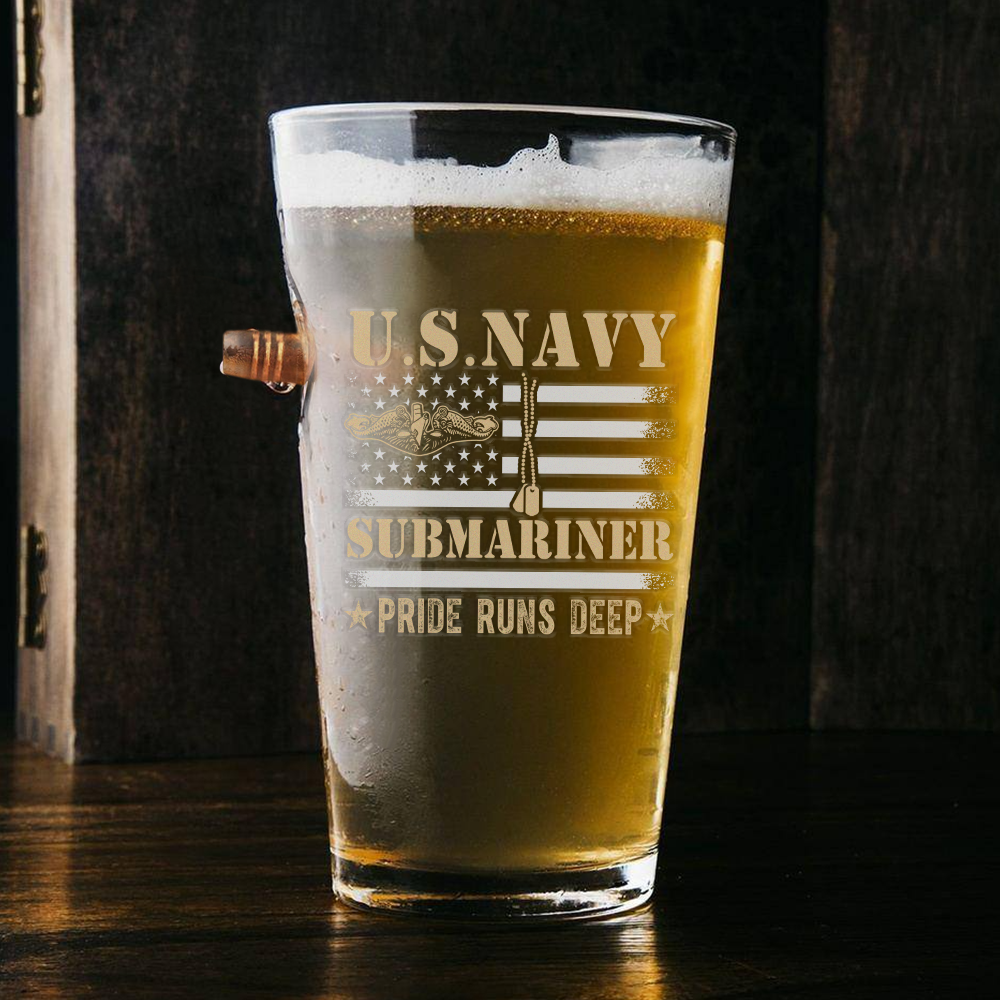 Navy Submariner Pride Runs Deep Bullet Pint Glass