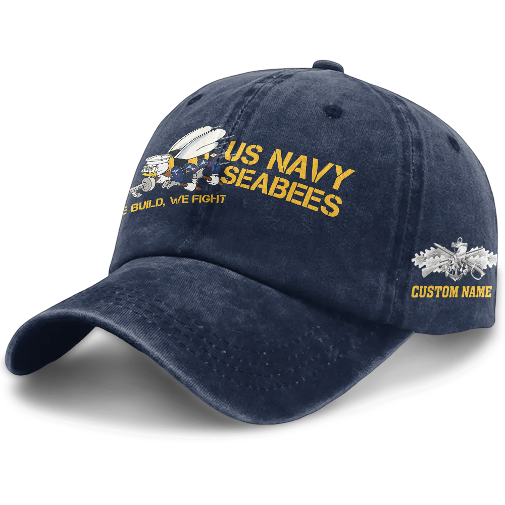 Personalizable Navy Seabee Washed Cap