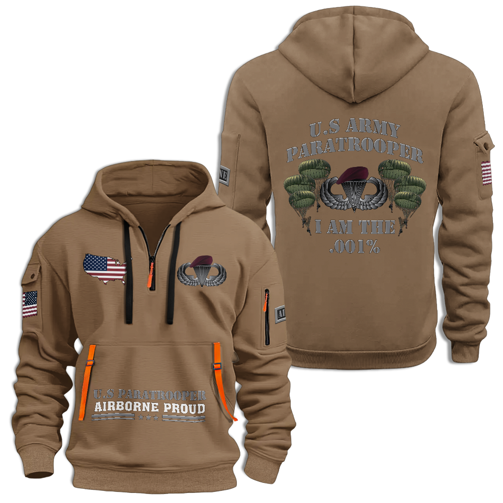 Paratrooper Airborne Proud Quarter Zip Hoodie