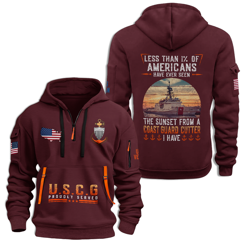 Less Than 1% Coast Guard Cutter Quarter Zip Hoodie