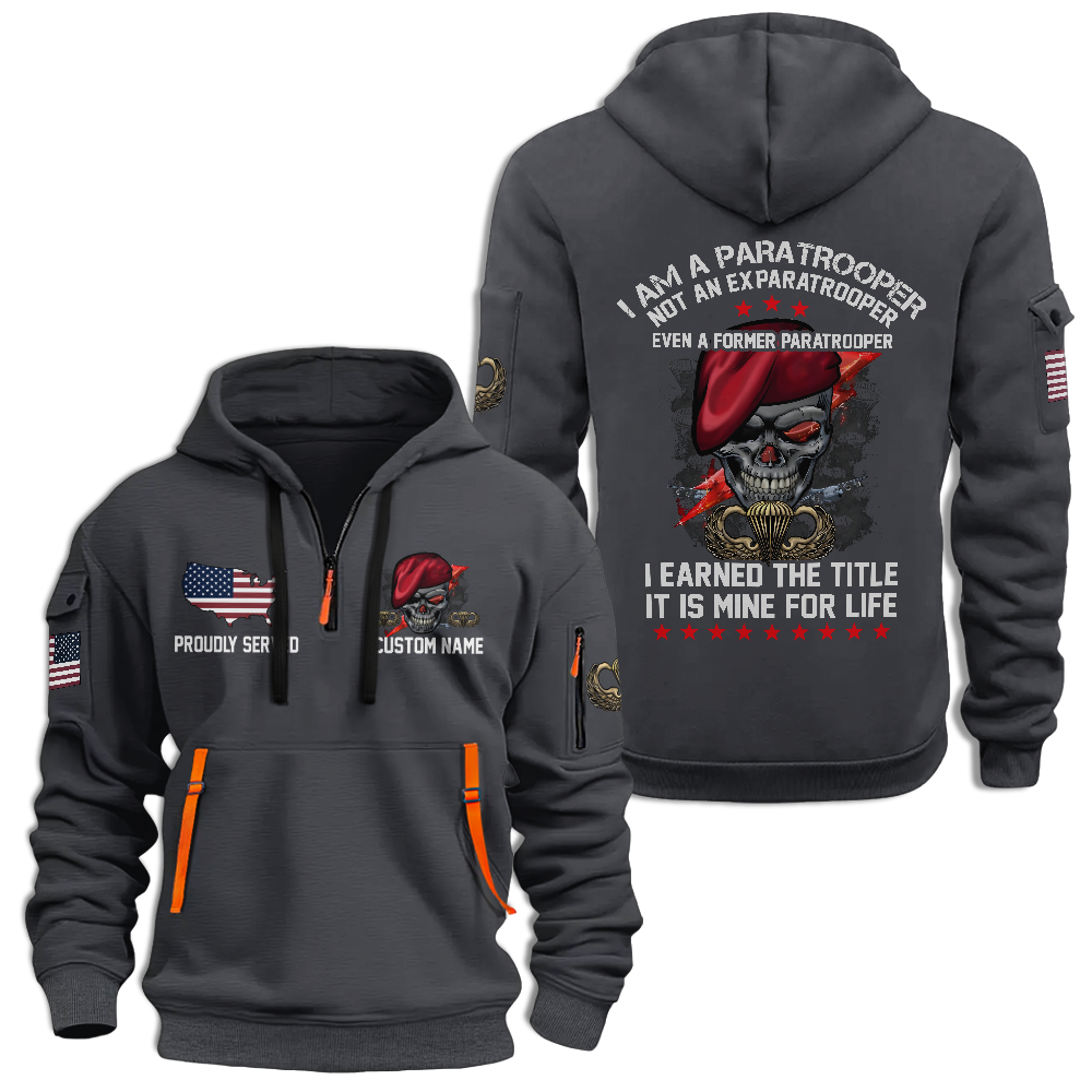 Personalizable Airborne I Am a Paratrooper Quarter Zip Hoodie
