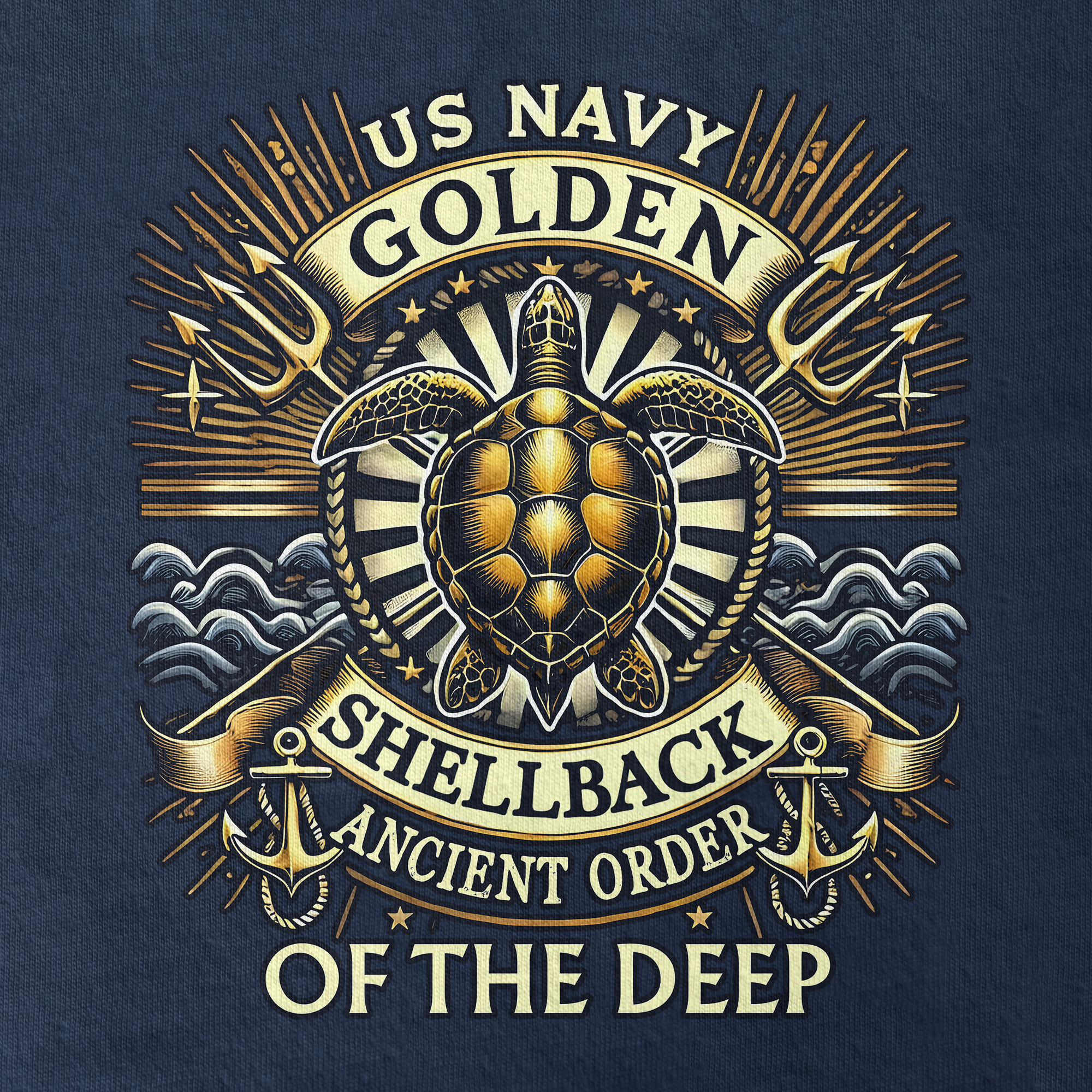 Golden Shellback Ancient Order Of The Deep Double Sided Pocket T-shirt