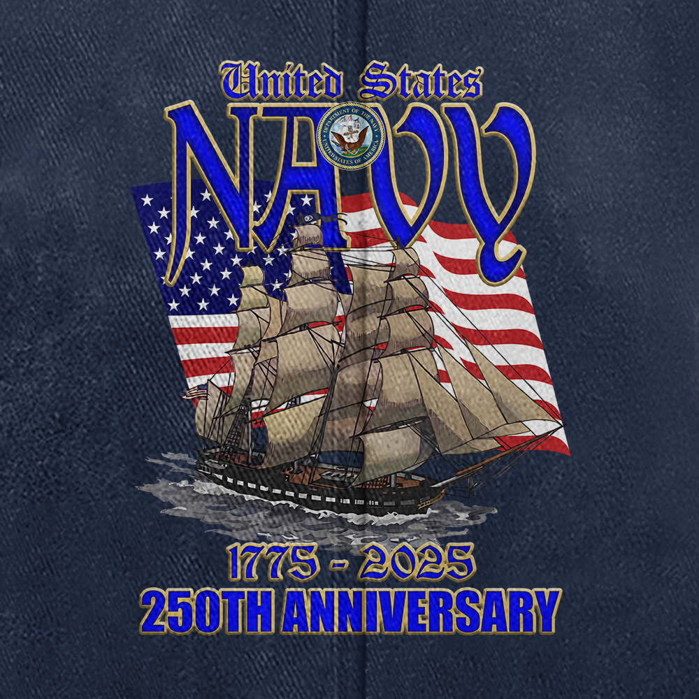 Personalizable Navy 250th Anniversary Washed Cap