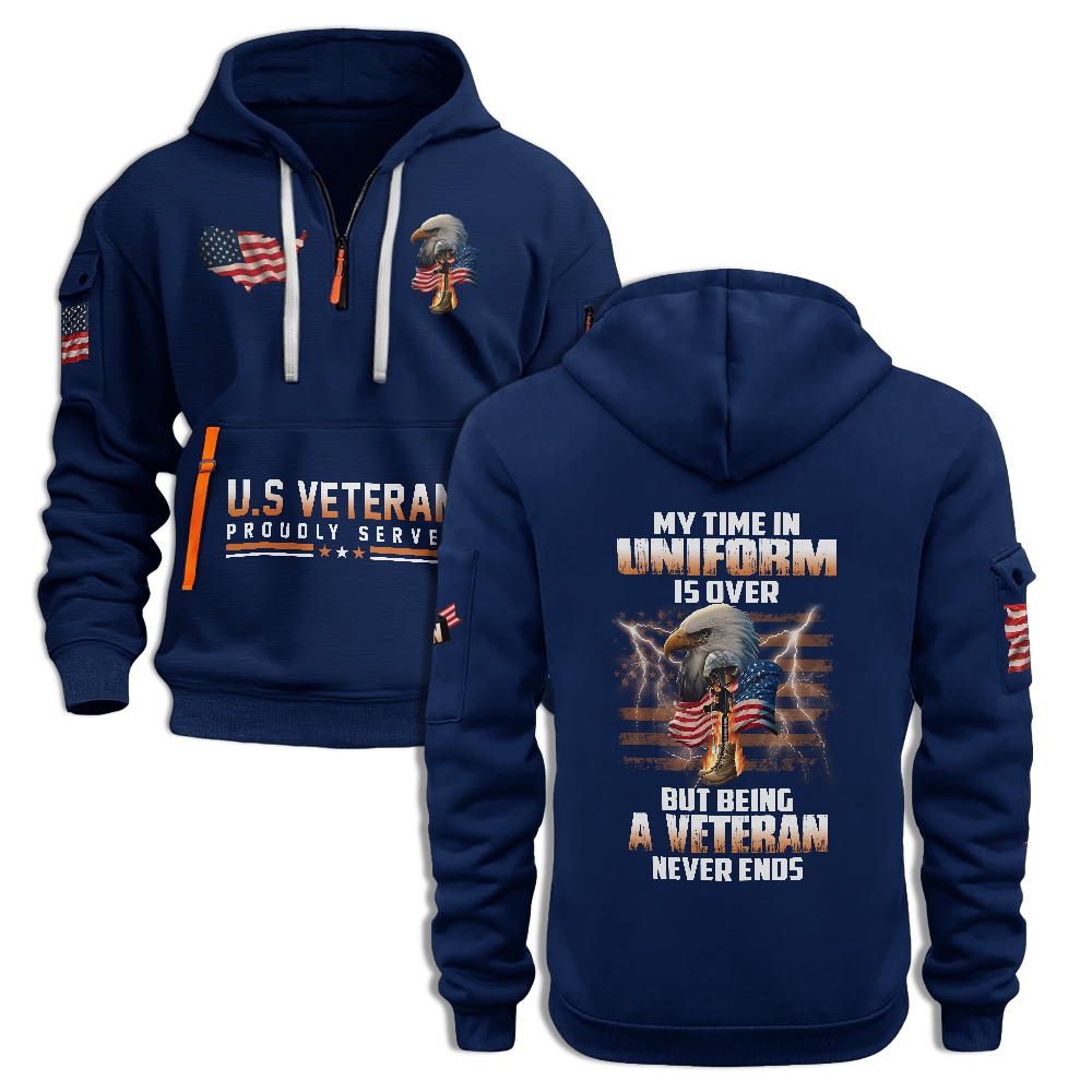 Being A Veteran Never Ends Quarter Zip Hoodie