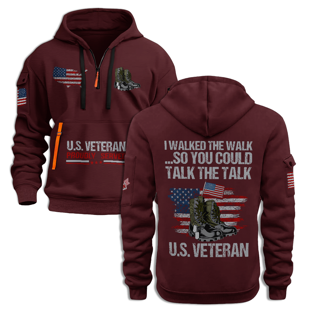 Veteran I Walked The Walk Quarter Zip Hoodie