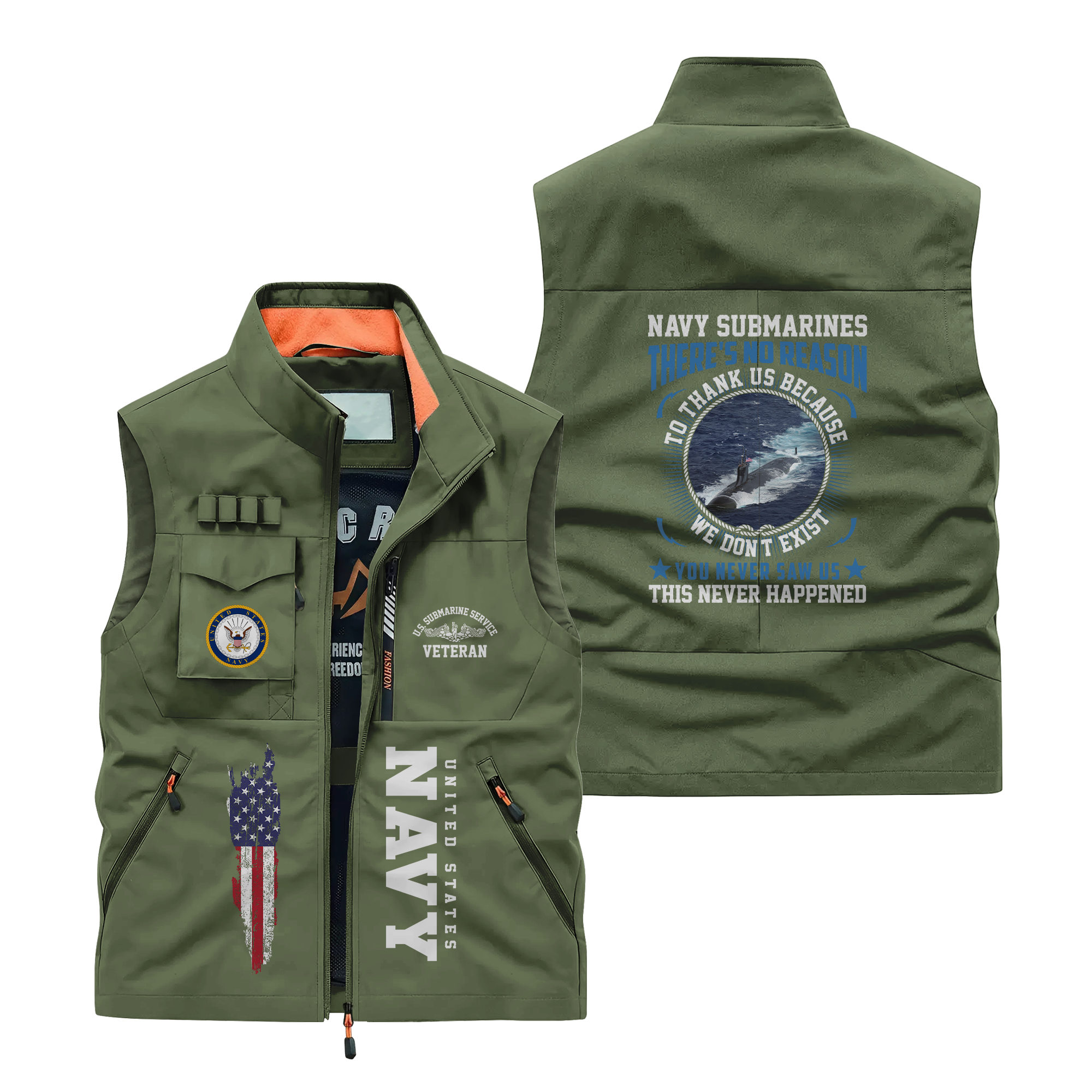 Navy Submarines There's No Reason To Thank Us Pocket Vest