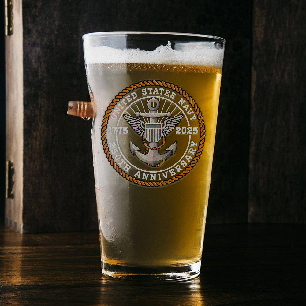 Navy 250th Anniversary Bullet Pint Glass