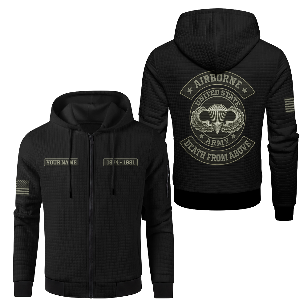 Personalizable Airborne Death From Above Waffle Hooded Jacket