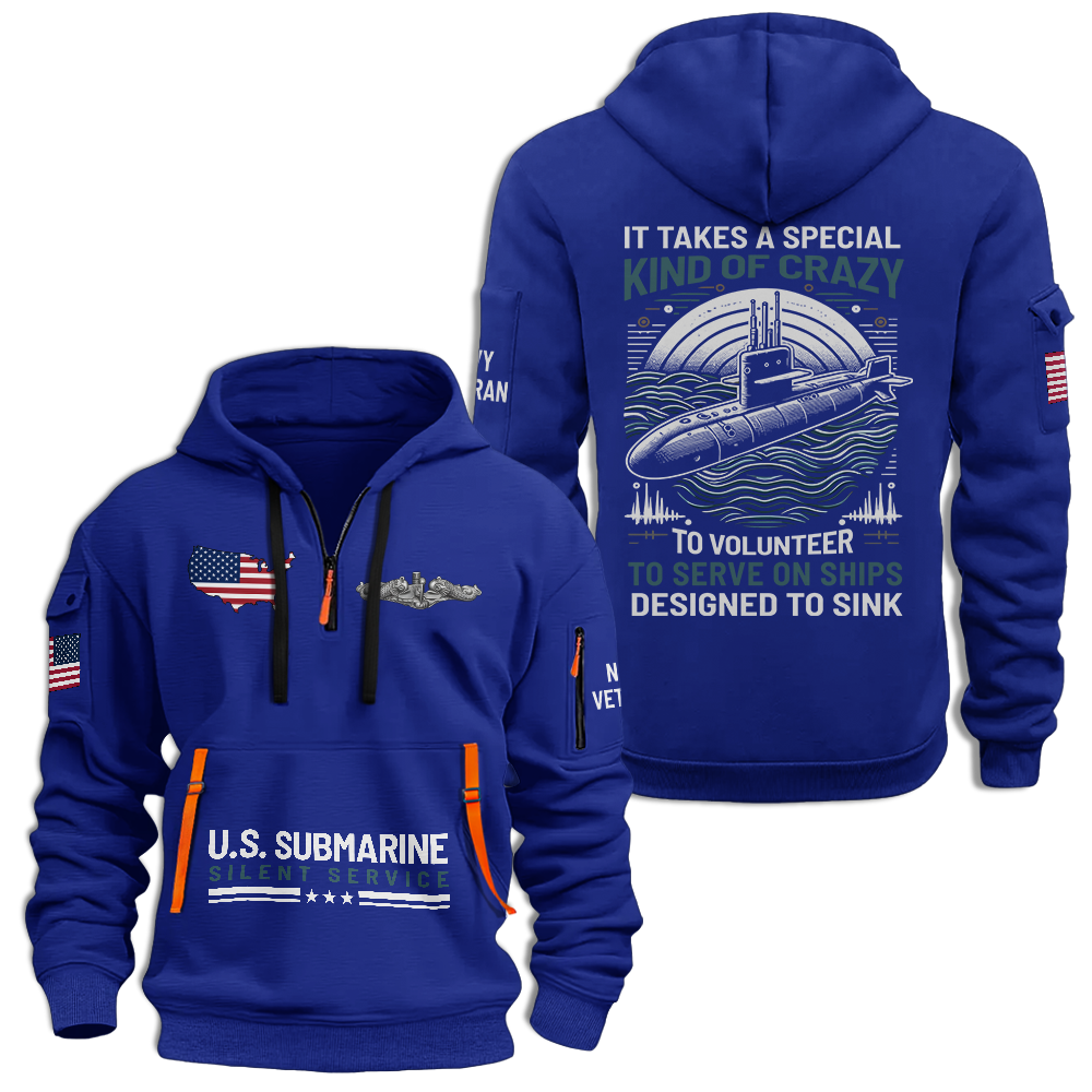 Navy Submarine Quarter Zip Hoodie